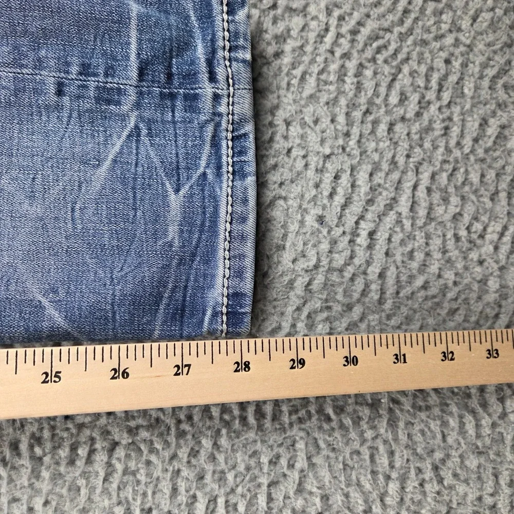 Salvage Jeans Mens 30x30 Blue Havoc Straight Slim Fit Distressed Low Rise Buckle